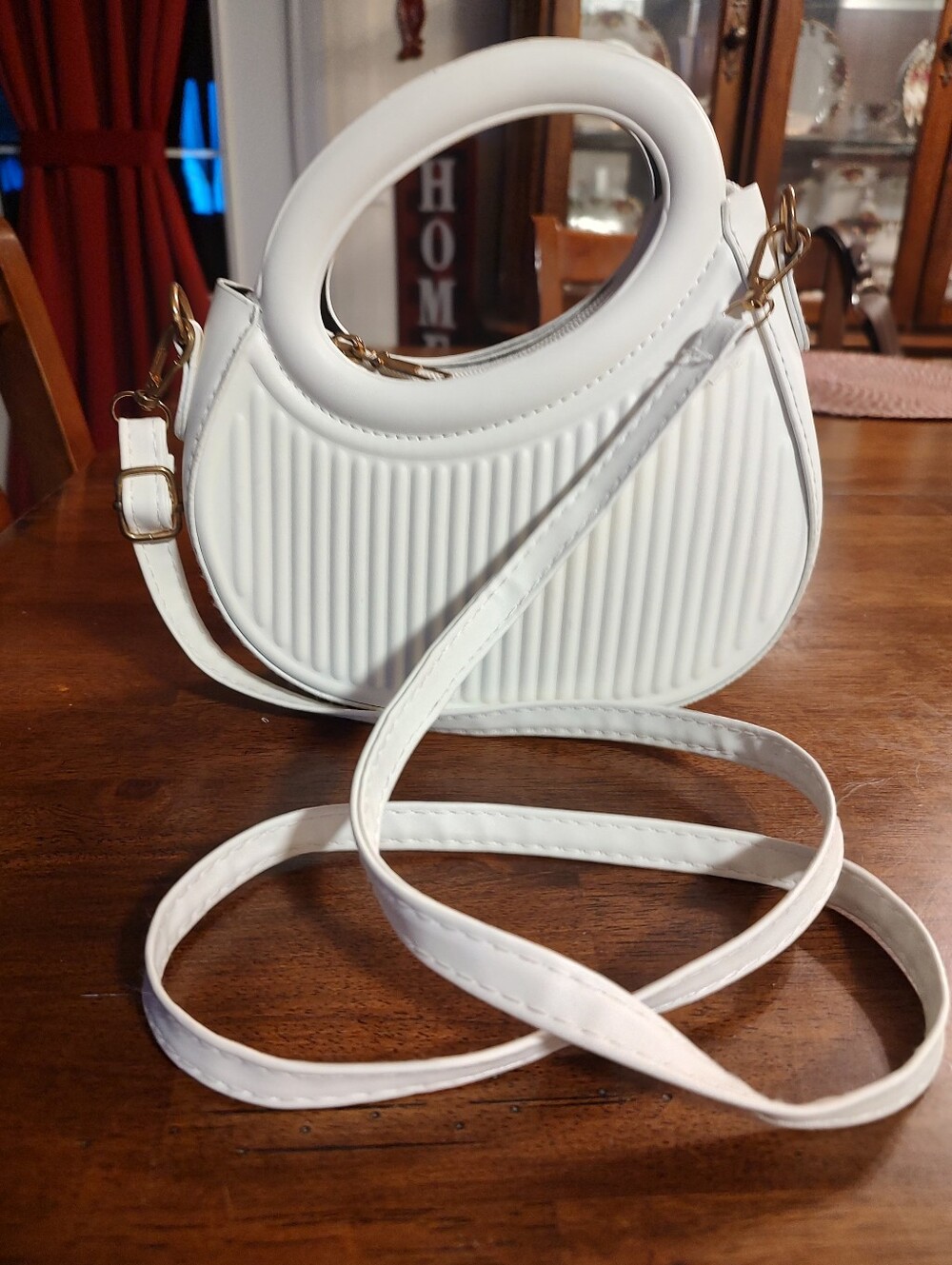 White Women’s Crescent Crossbody Bag